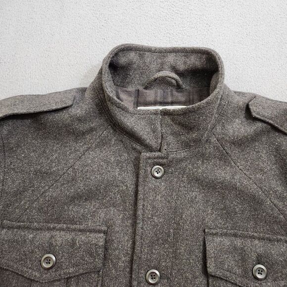 Old Navy Men XL Charcoal Gray Wool Blend Utility Military Field Coat Jacket - Picture 4 of 15